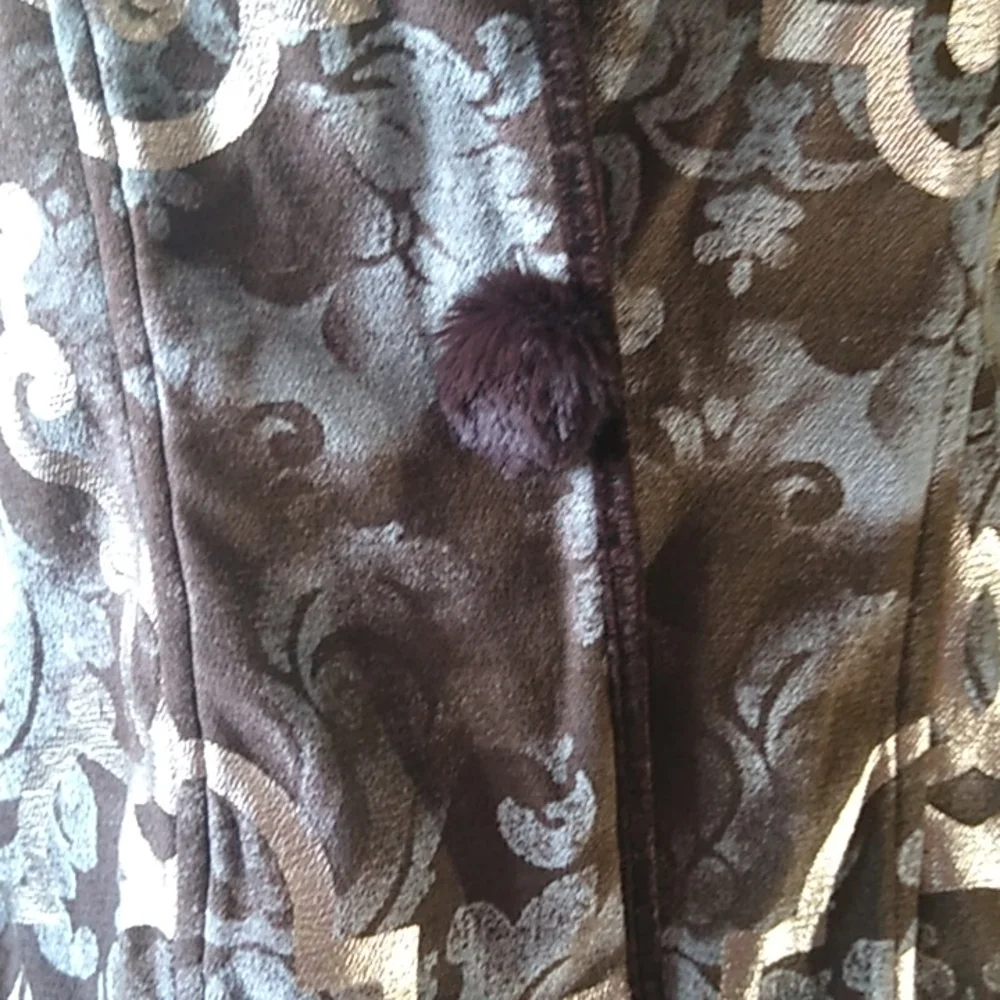 NWT Khangura Black Label -Gold Metallic Statement Winter Coat Faux Fur XL